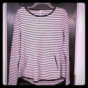 Elle black and white striped blouse small